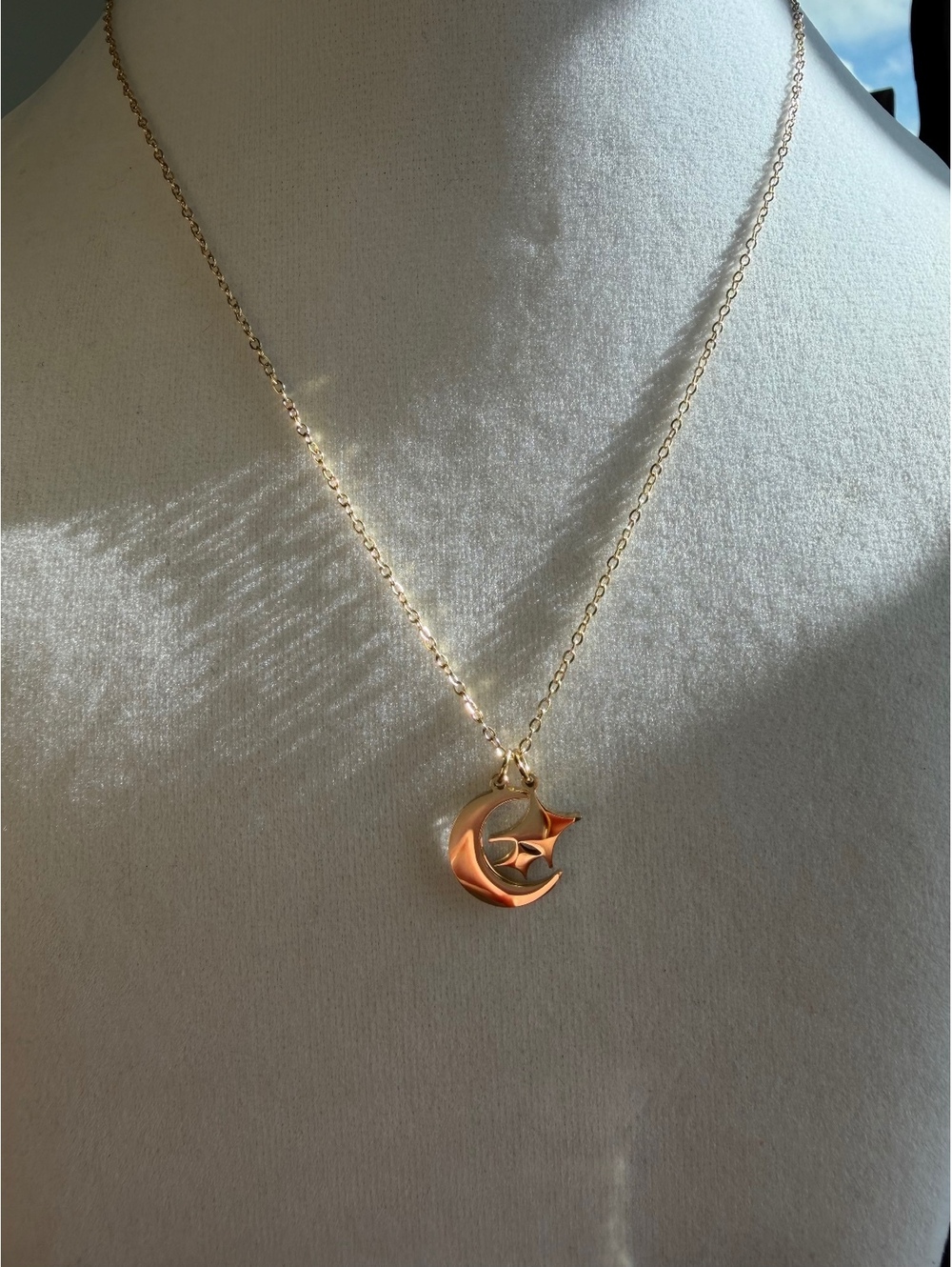 Non-Tarnish 18K Gold Plated Moon Star Necklace